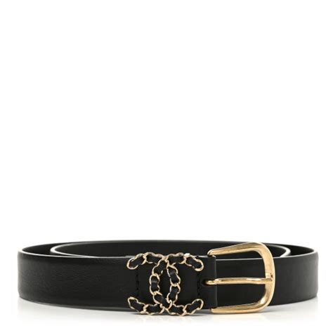 chanel calfskin cc chain belt 80 32 black|Chain belt .